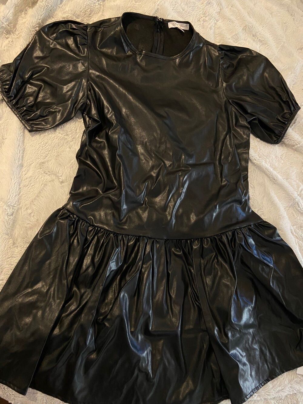 Black faux leather dress womens small CLOUD TEN black vegan got punk edgy emo